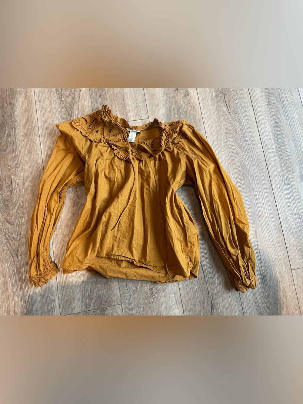 H&M Boho Ruffle Yoke Peasant Top - Mustard